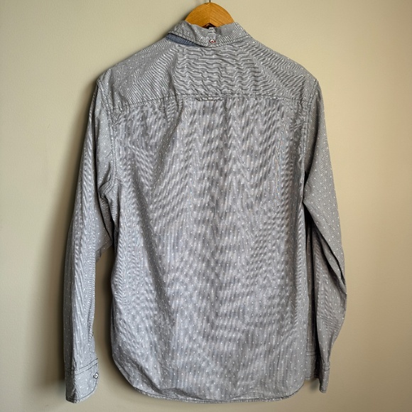 Thread & Cloth Mens Long Sleeve Mini Check Button Up Shirt Gray Y2K VTG Size Med - Picture 7 of 15